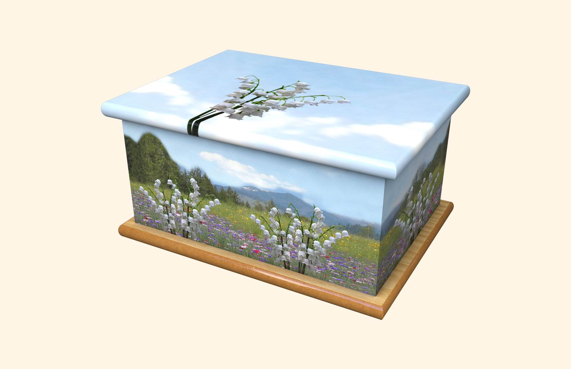 Lily of the Valley adult ashes casket